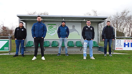 von links: Spielleiter Stefan Muschaweck, Trainer Dominik Pöllet, Trainer Tobias Eckner, Trainer Adrian Dilger, Spielleiter Jürgen Schmidpeter